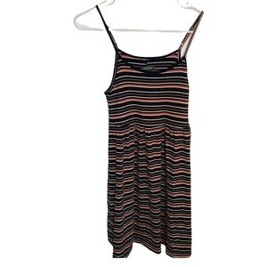 Wild Fable Ribbed Fit & Flare Dress Black Stripe